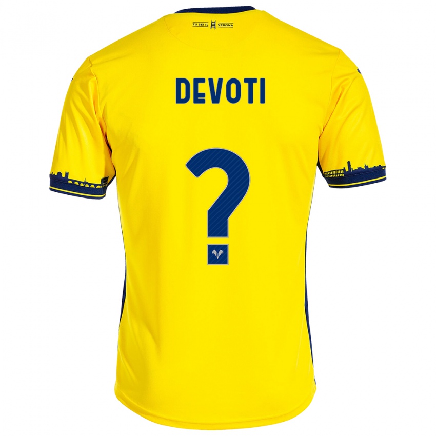 Bambino Maglia Andrea Devoti #0 Giallo Kit Gara Away 2023/24 Maglietta