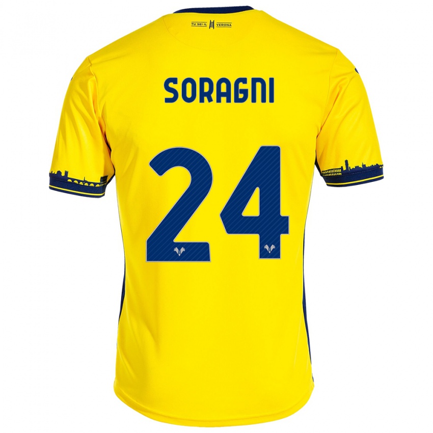 Bambino Maglia Alberto Soragni #24 Giallo Kit Gara Away 2023/24 Maglietta