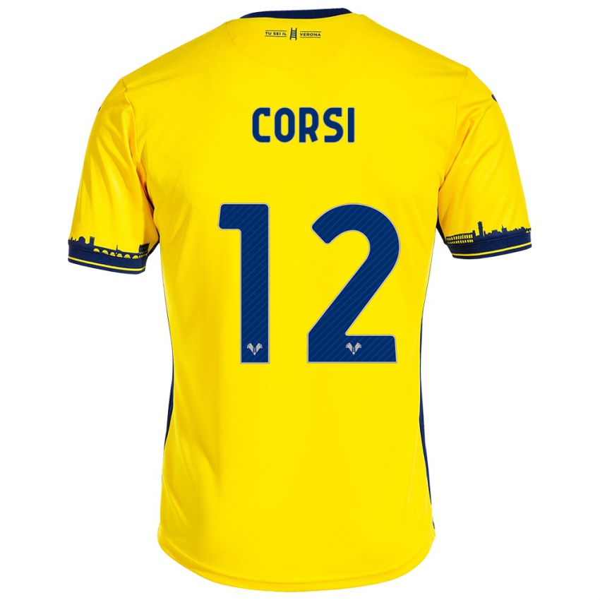 Bambino Maglia Sara Corsi #12 Giallo Kit Gara Away 2023/24 Maglietta