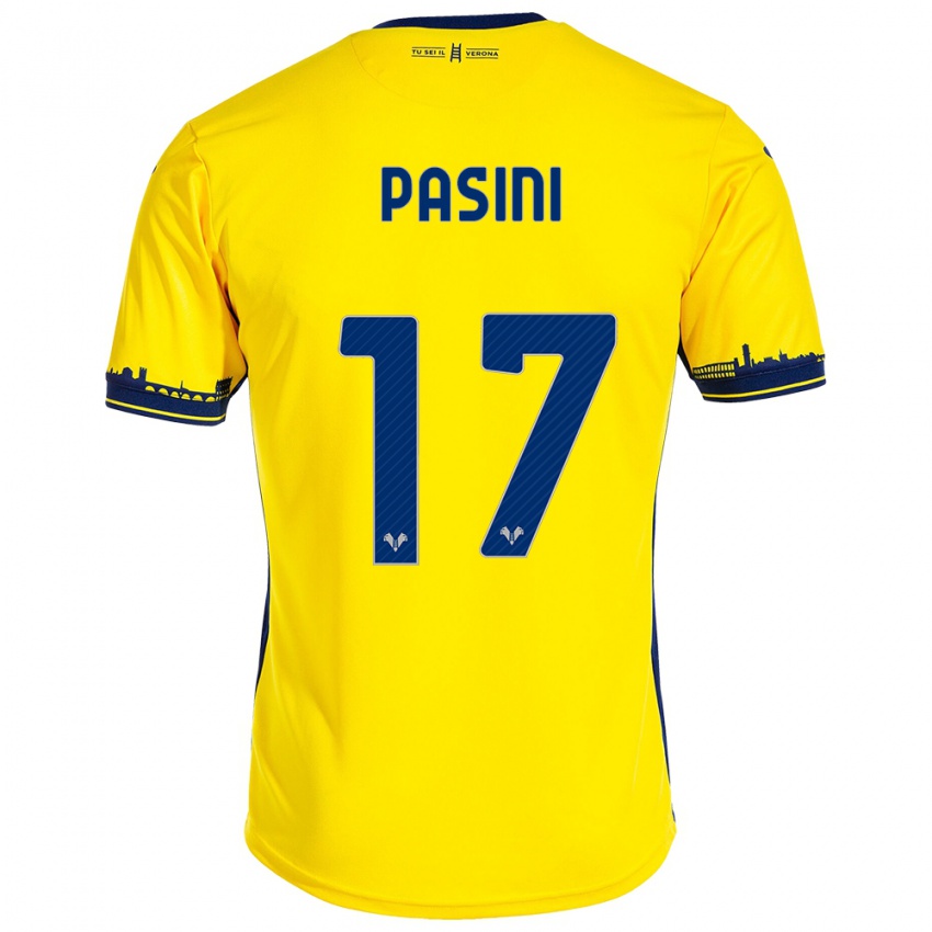 Bambino Maglia Veronica Pasini #17 Giallo Kit Gara Away 2023/24 Maglietta