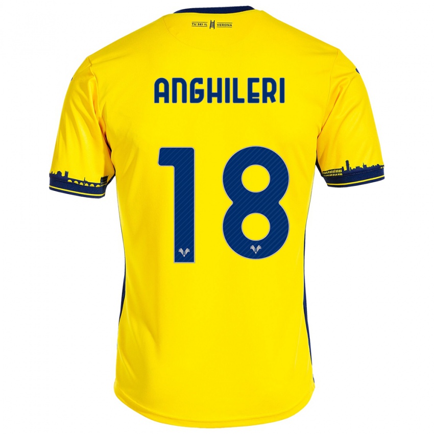 Bambino Maglia Federica Anghileri #18 Giallo Kit Gara Away 2023/24 Maglietta