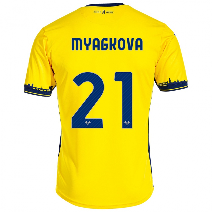 Bambino Maglia Alina Myagkova #21 Giallo Kit Gara Away 2023/24 Maglietta