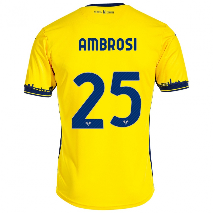 Bambino Maglia Caterina Ambrosi #25 Giallo Kit Gara Away 2023/24 Maglietta