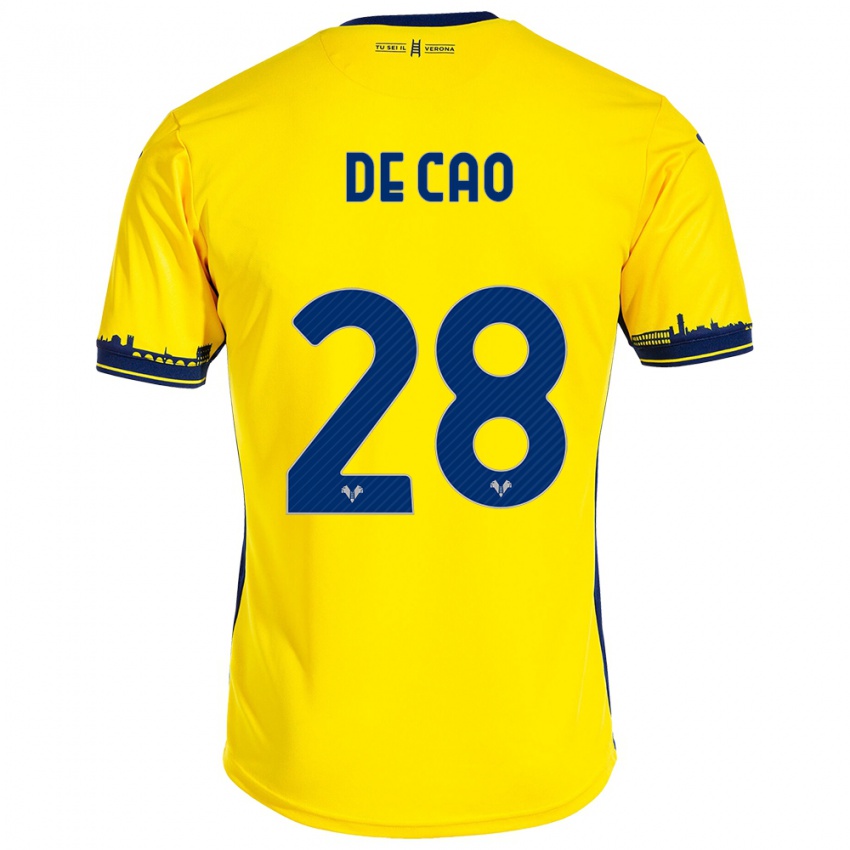 Bambino Maglia Elena De Cao #28 Giallo Kit Gara Away 2023/24 Maglietta