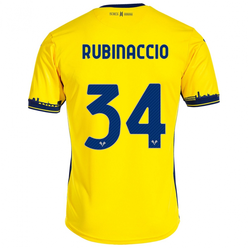 Bambino Maglia Nikol Rubinaccio #34 Giallo Kit Gara Away 2023/24 Maglietta