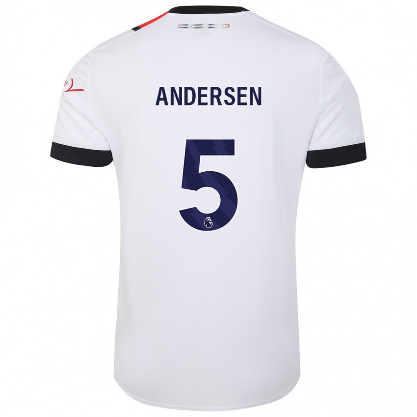 Bambino Maglia Mads Andersen #5 Bianco Kit Gara Away 2023/24 Maglietta