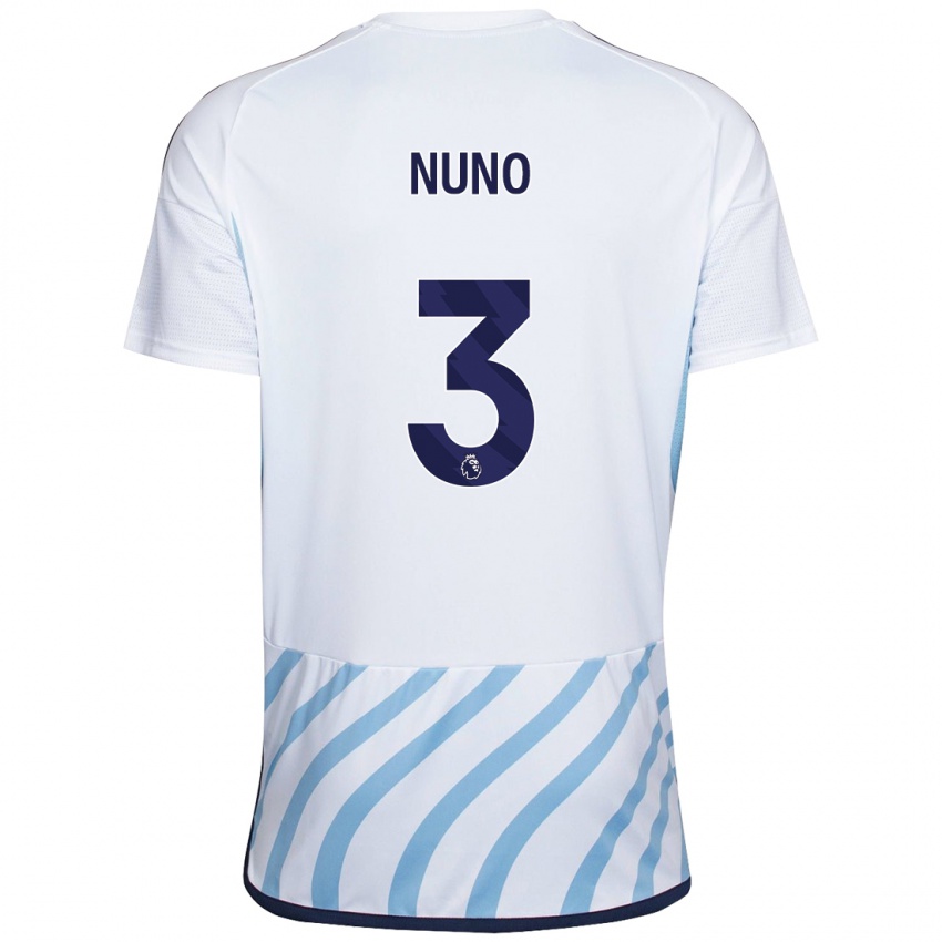 Bambino Maglia Nuno Tavares #3 Bianco Blu Kit Gara Away 2023/24 Maglietta