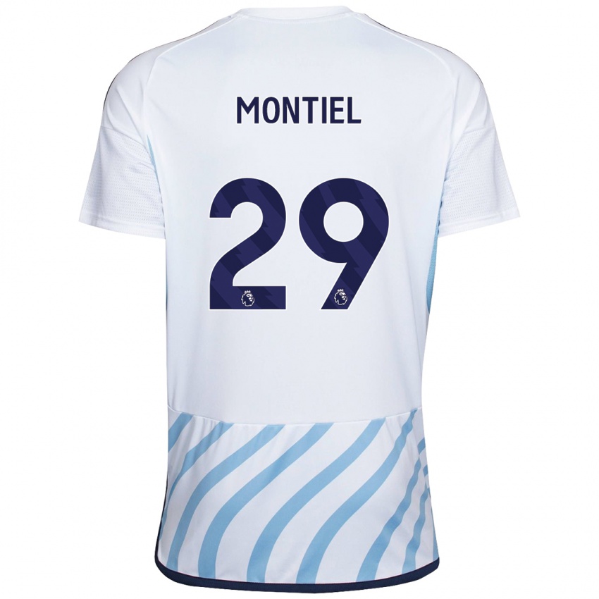 Bambino Maglia Gonzalo Montiel #29 Bianco Blu Kit Gara Away 2023/24 Maglietta