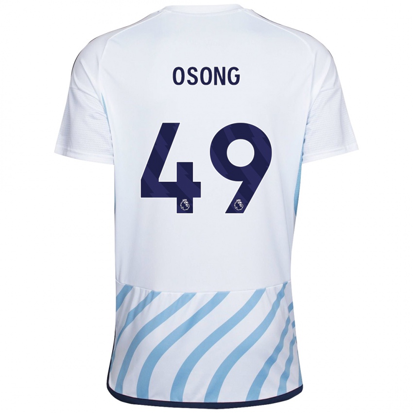 Bambino Maglia Detlef Esapa Osong #49 Bianco Blu Kit Gara Away 2023/24 Maglietta