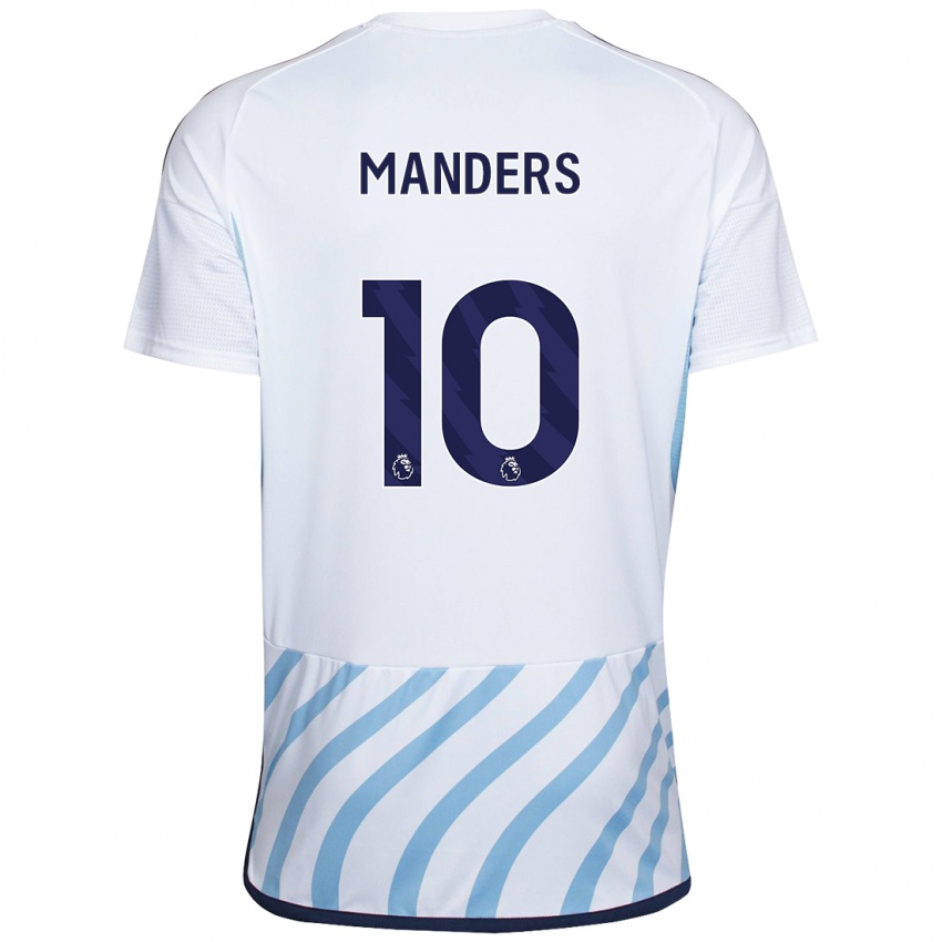 Bambino Maglia Holly Manders #10 Bianco Blu Kit Gara Away 2023/24 Maglietta