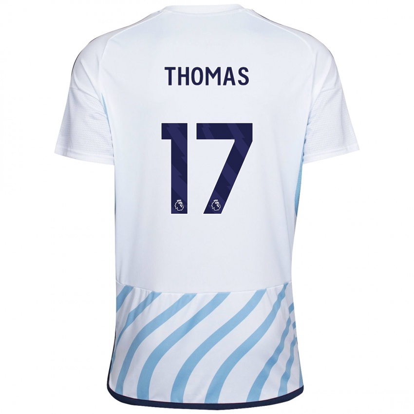 Bambino Maglia Freya Thomas #17 Bianco Blu Kit Gara Away 2023/24 Maglietta