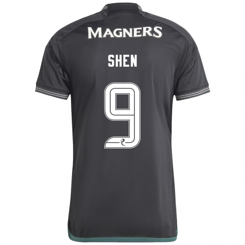 Bambino Maglia Shen Mengyu #9 Nero Kit Gara Away 2023/24 Maglietta