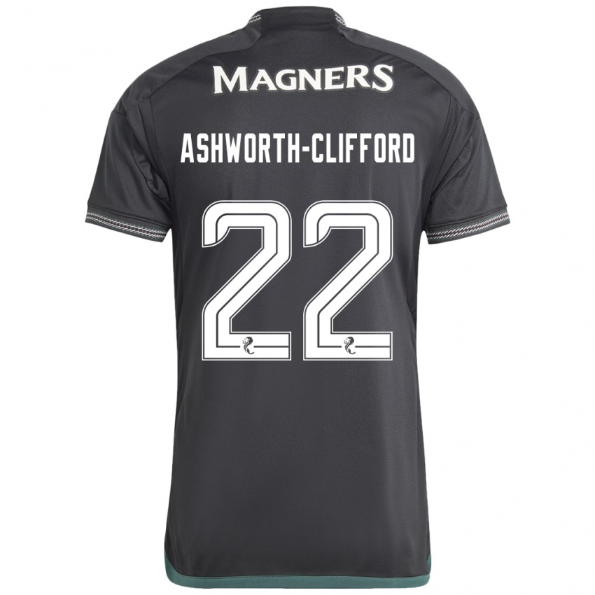 Bambino Maglia Lucy Ashworth-Clifford #22 Nero Kit Gara Away 2023/24 Maglietta