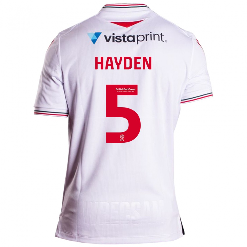 Bambino Maglia Aaron Hayden #5 Bianco Kit Gara Away 2023/24 Maglietta