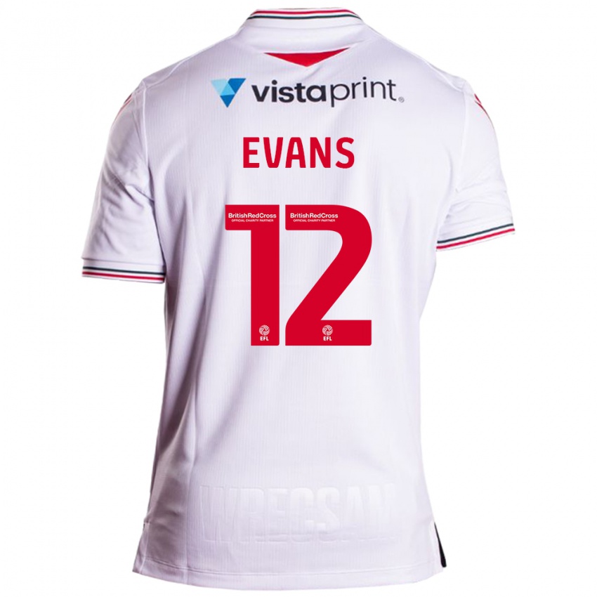 Bambino Maglia George Evans #12 Bianco Kit Gara Away 2023/24 Maglietta