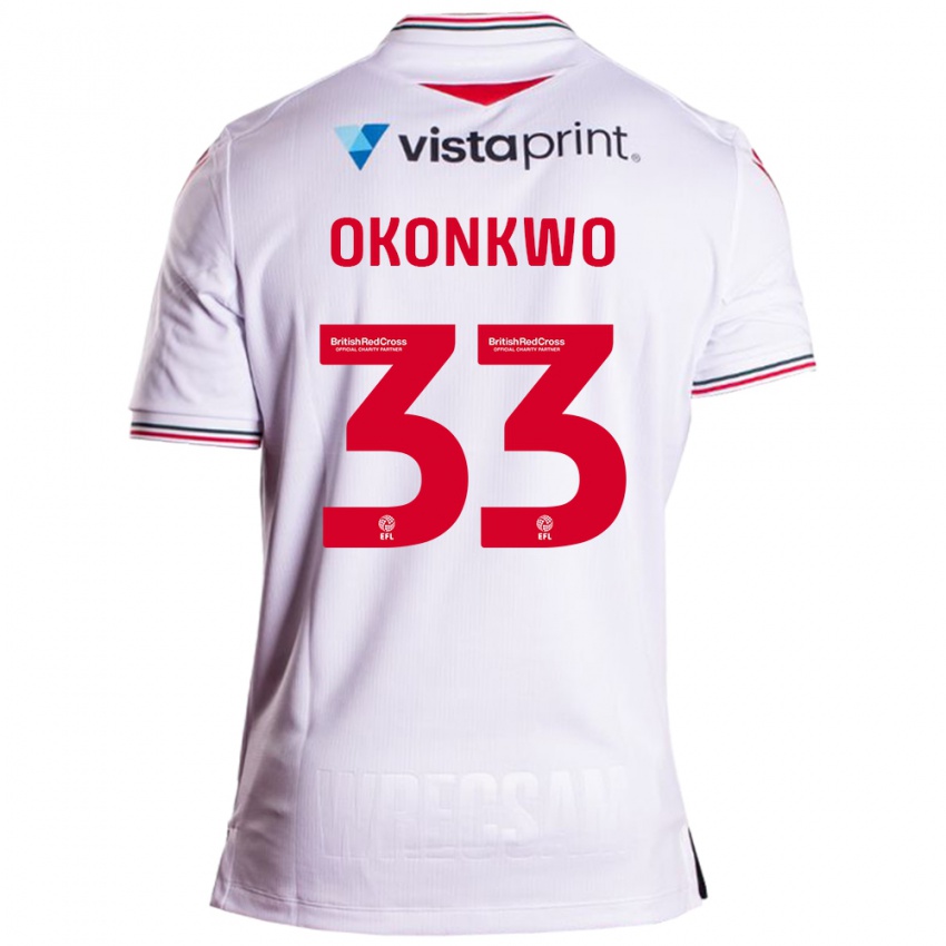 Bambino Maglia Arthur Okonkwo #33 Bianco Kit Gara Away 2023/24 Maglietta