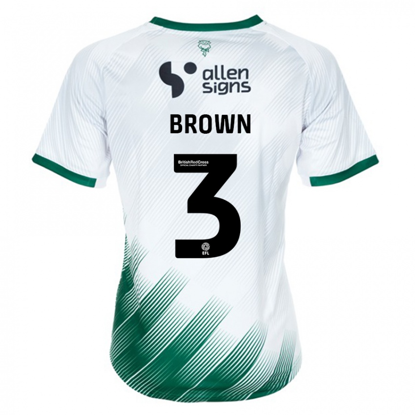 Bambino Maglia Jaden Brown #3 Bianco Kit Gara Away 2023/24 Maglietta