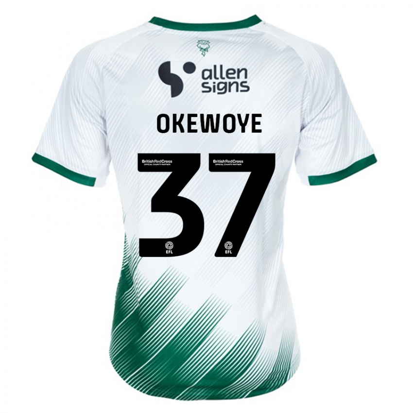 Bambino Maglia Gbolahan Okewoye #37 Bianco Kit Gara Away 2023/24 Maglietta