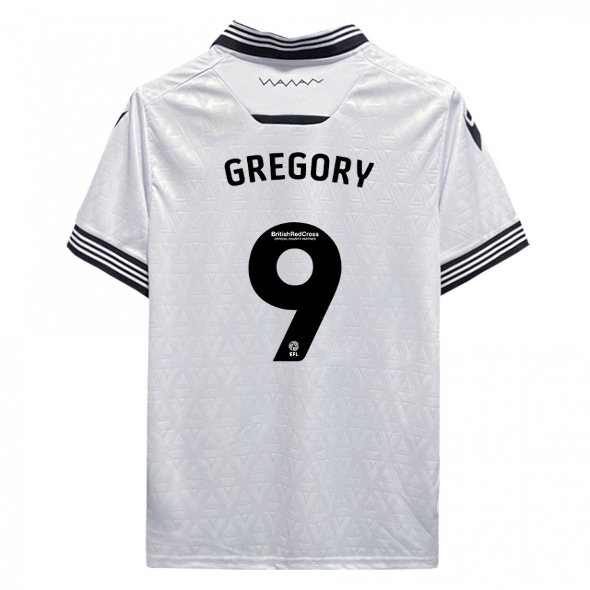 Bambino Maglia Lee Gregory #9 Bianco Kit Gara Away 2023/24 Maglietta