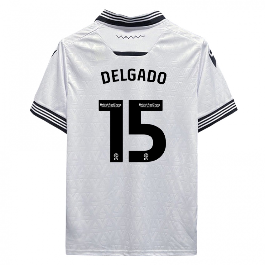 Bambino Maglia Juan Delgado #15 Bianco Kit Gara Away 2023/24 Maglietta