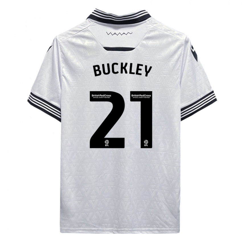 Bambino Maglia John Buckley #21 Bianco Kit Gara Away 2023/24 Maglietta