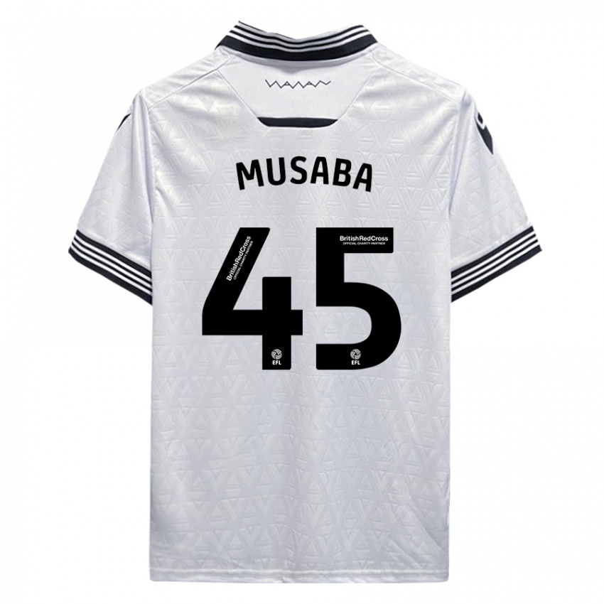 Bambino Maglia Anthony Musaba #45 Bianco Kit Gara Away 2023/24 Maglietta