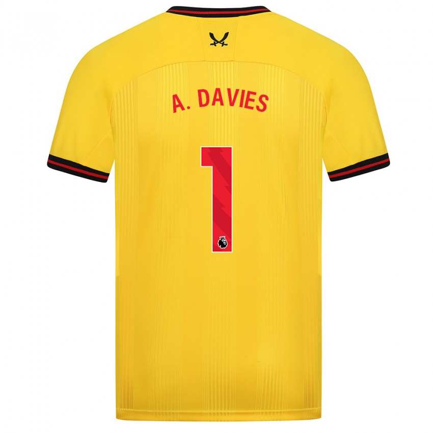 Bambino Maglia Adam Davies #1 Giallo Kit Gara Away 2023/24 Maglietta