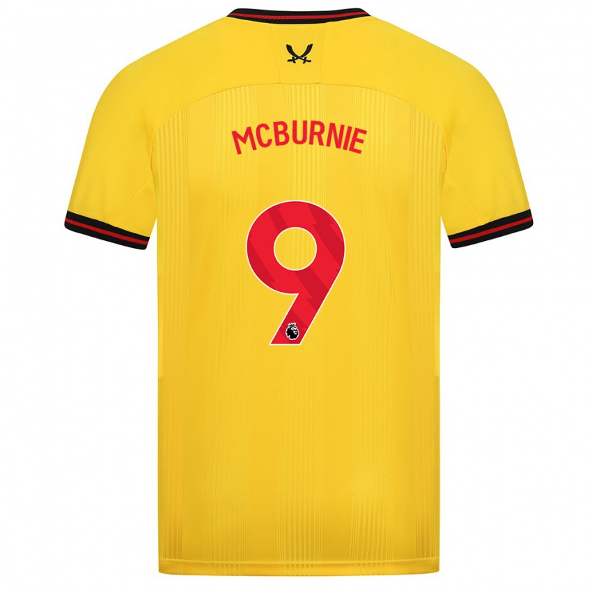 Bambino Maglia Oli Mcburnie #9 Giallo Kit Gara Away 2023/24 Maglietta