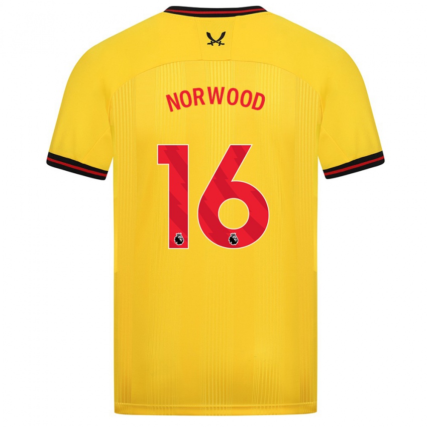 Bambino Maglia Oliver Norwood #16 Giallo Kit Gara Away 2023/24 Maglietta