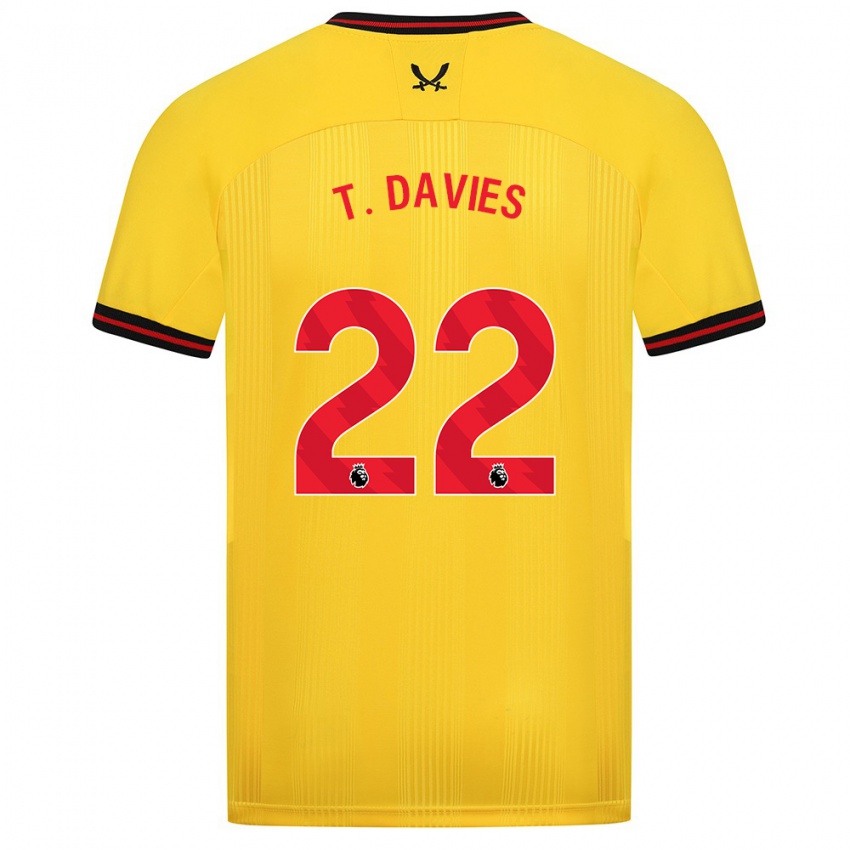 Bambino Maglia Tom Davies #22 Giallo Kit Gara Away 2023/24 Maglietta