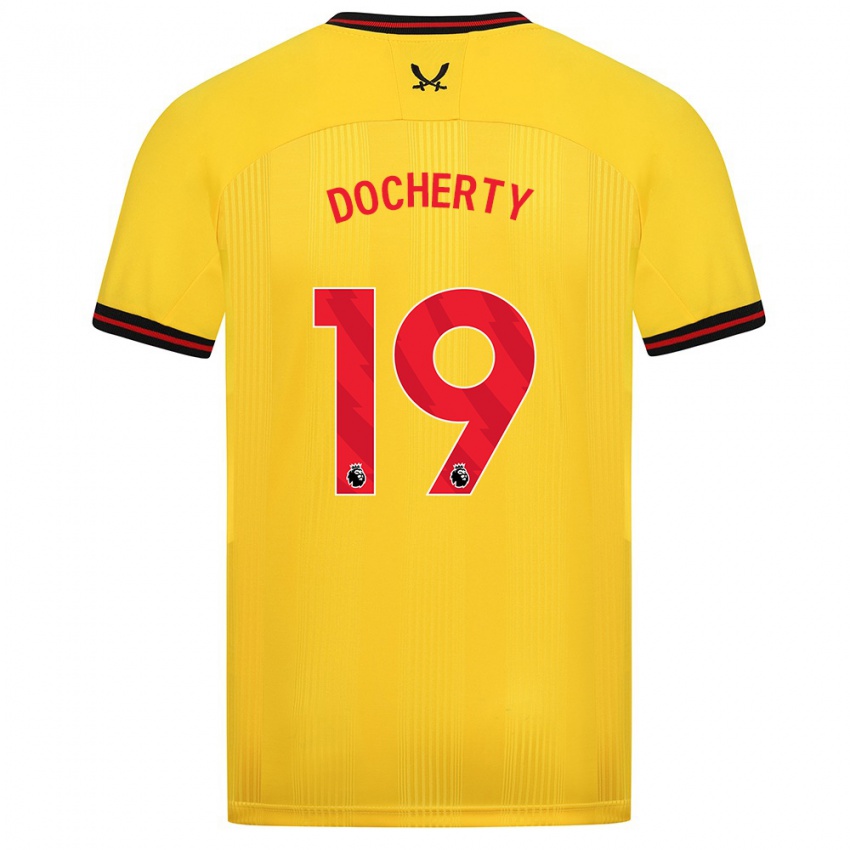 Bambino Maglia Charley Docherty #19 Giallo Kit Gara Away 2023/24 Maglietta