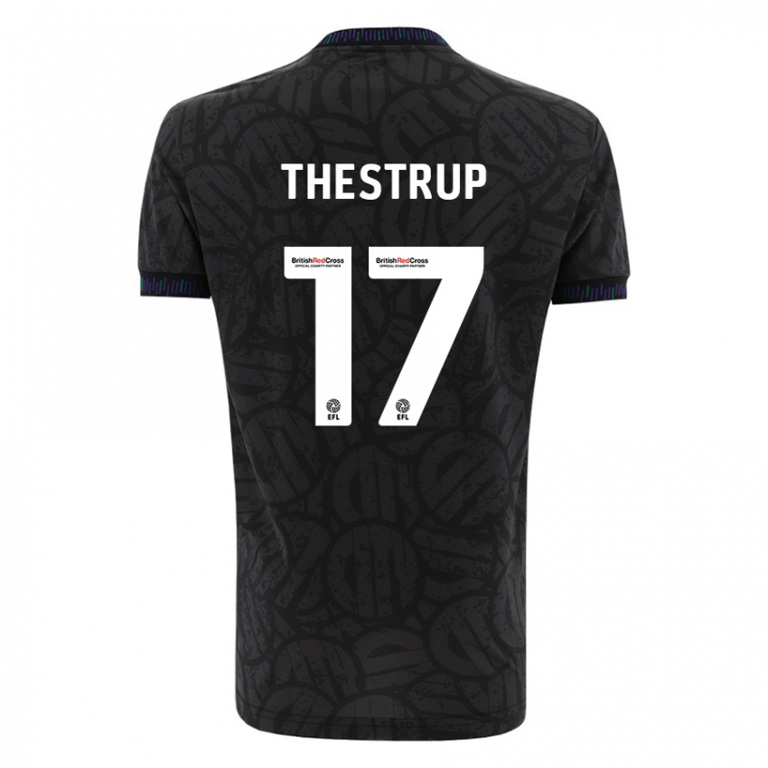 Bambino Maglia Amalie Thestrup #17 Nero Kit Gara Away 2023/24 Maglietta