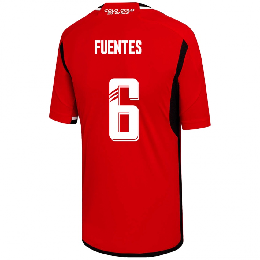 Bambino Maglia César Fuentes #6 Rosso Kit Gara Away 2023/24 Maglietta