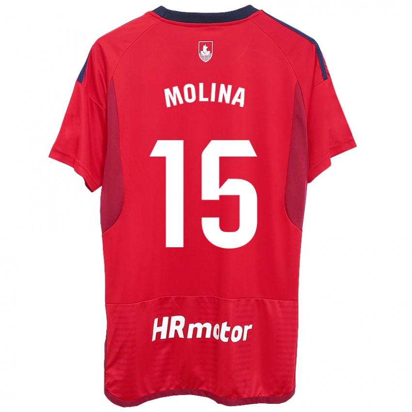 Uomo Maglia Guillem Molina #15 Rosso Kit Gara Home 2023/24 Maglietta