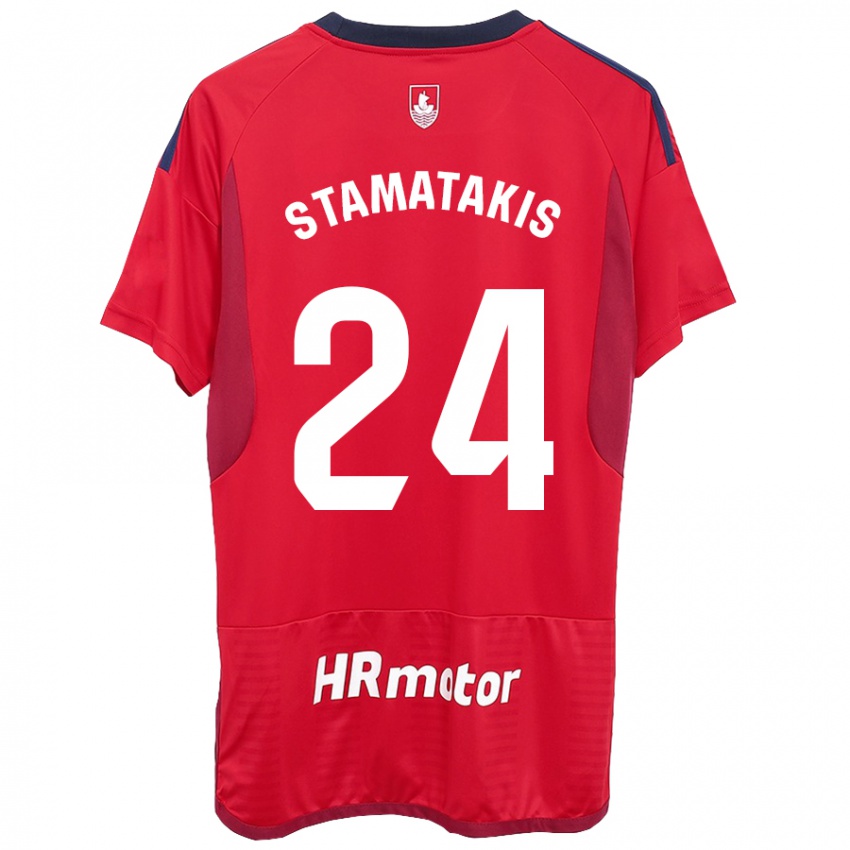 Uomo Maglia Dimitrios Stamatakis #24 Rosso Kit Gara Home 2023/24 Maglietta