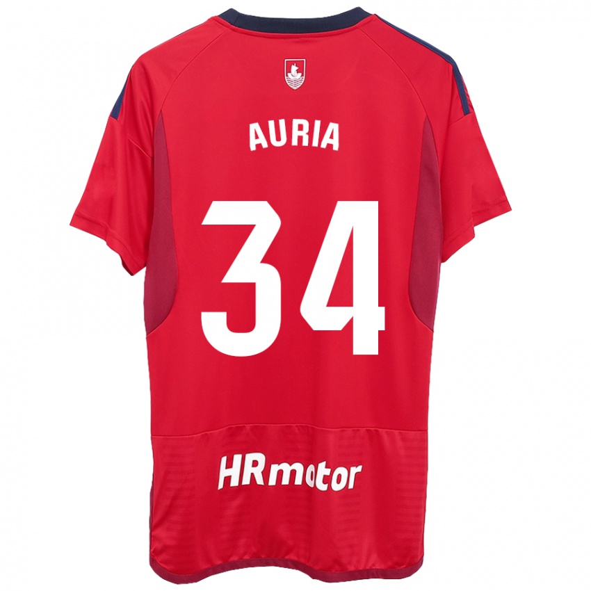 Uomo Maglia Miguel Auria #34 Rosso Kit Gara Home 2023/24 Maglietta