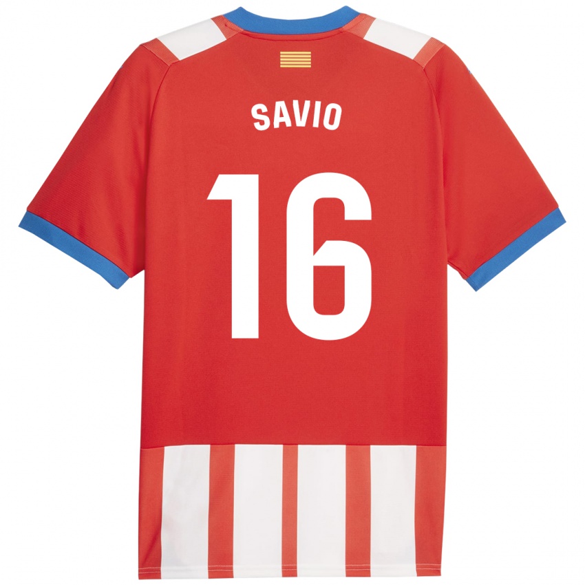Uomo Maglia Savio #16 Rosso Bianco Kit Gara Home 2023/24 Maglietta