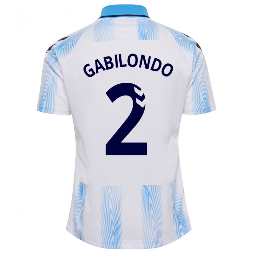 Uomo Maglia Jokin Gabilondo #2 Bianco Blu Kit Gara Home 2023/24 Maglietta