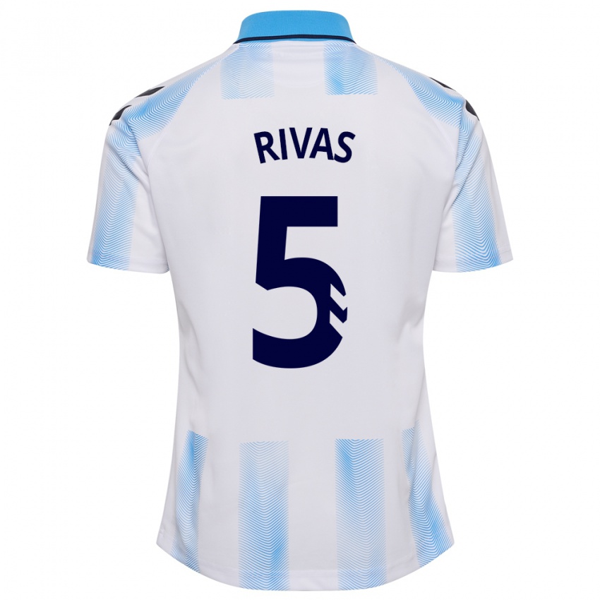 Uomo Maglia Juande Rivas #5 Bianco Blu Kit Gara Home 2023/24 Maglietta