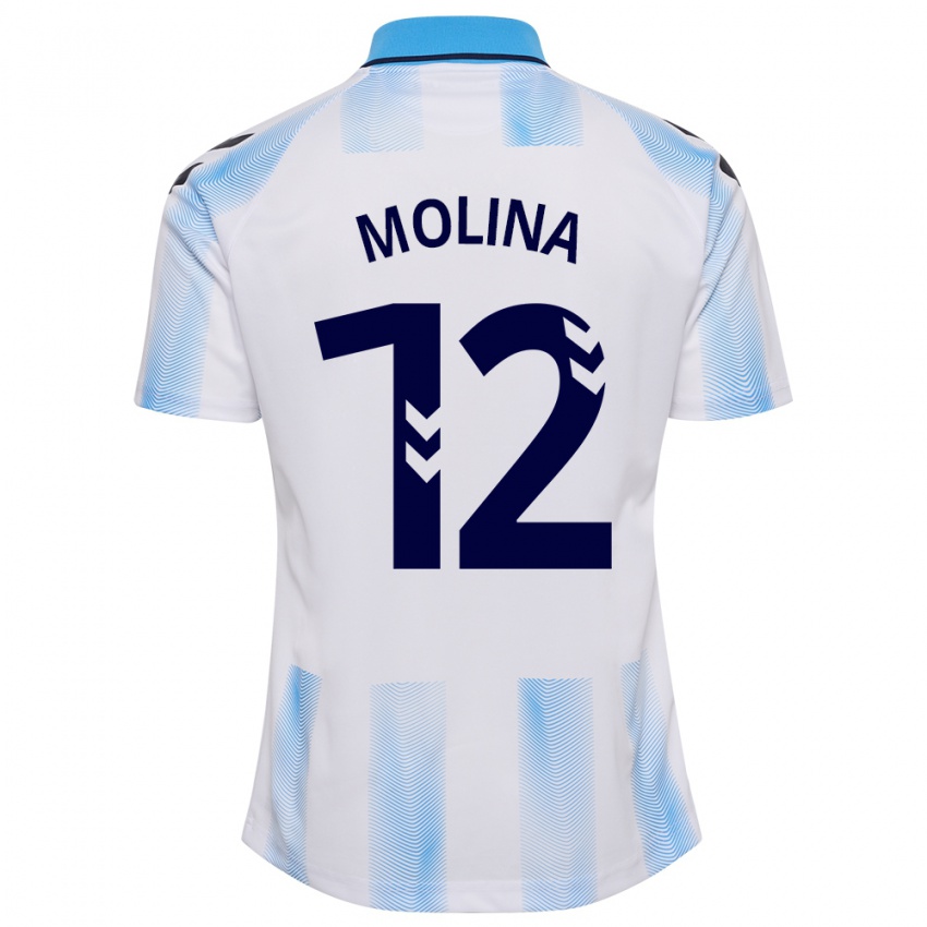 Uomo Maglia Manu Molina #12 Bianco Blu Kit Gara Home 2023/24 Maglietta