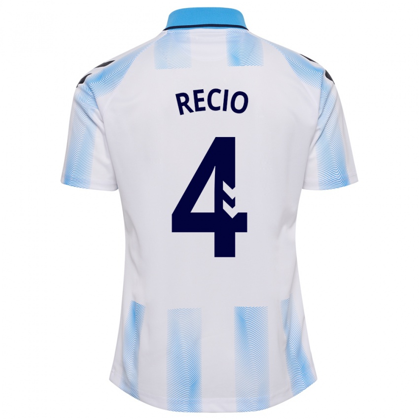 Uomo Maglia Ángel Recio #4 Bianco Blu Kit Gara Home 2023/24 Maglietta