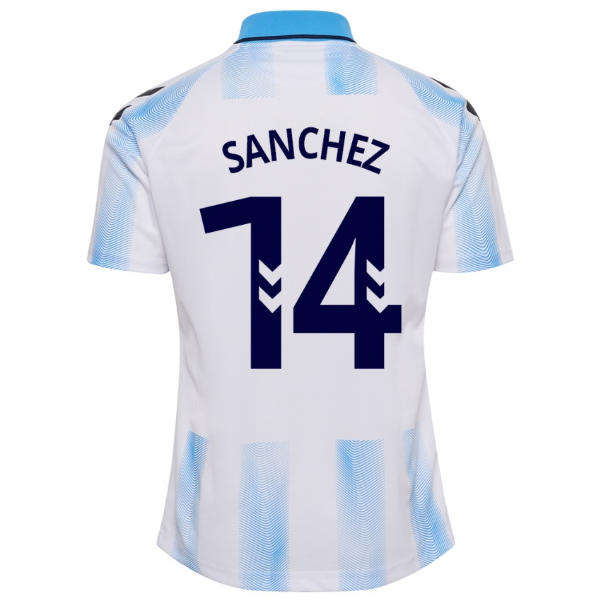 Uomo Maglia Rubén Sánchez #14 Bianco Blu Kit Gara Home 2023/24 Maglietta