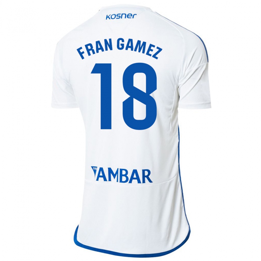 Uomo Maglia Fran Gámez #18 Bianco Kit Gara Home 2023/24 Maglietta