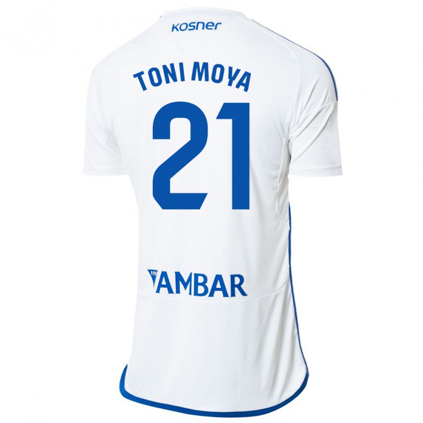 Uomo Maglia Toni Moya #21 Bianco Kit Gara Home 2023/24 Maglietta