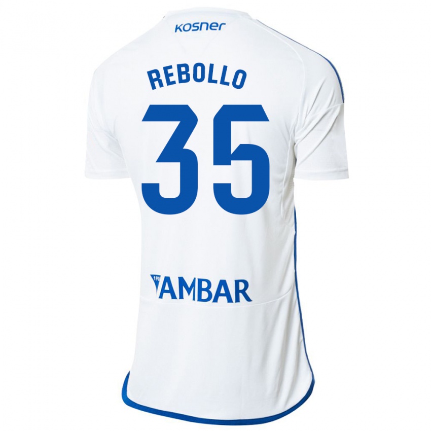 Uomo Maglia Dani Rebollo #35 Bianco Kit Gara Home 2023/24 Maglietta