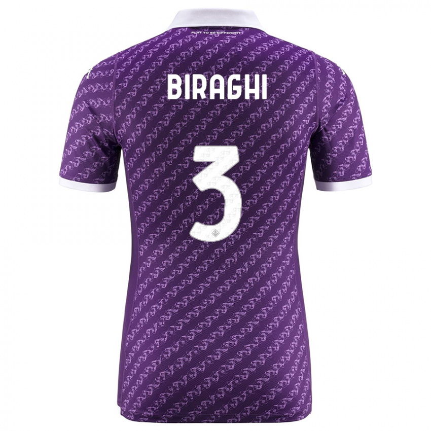 Uomo Maglia Cristiano Biraghi #3 Viola Kit Gara Home 2023/24 Maglietta