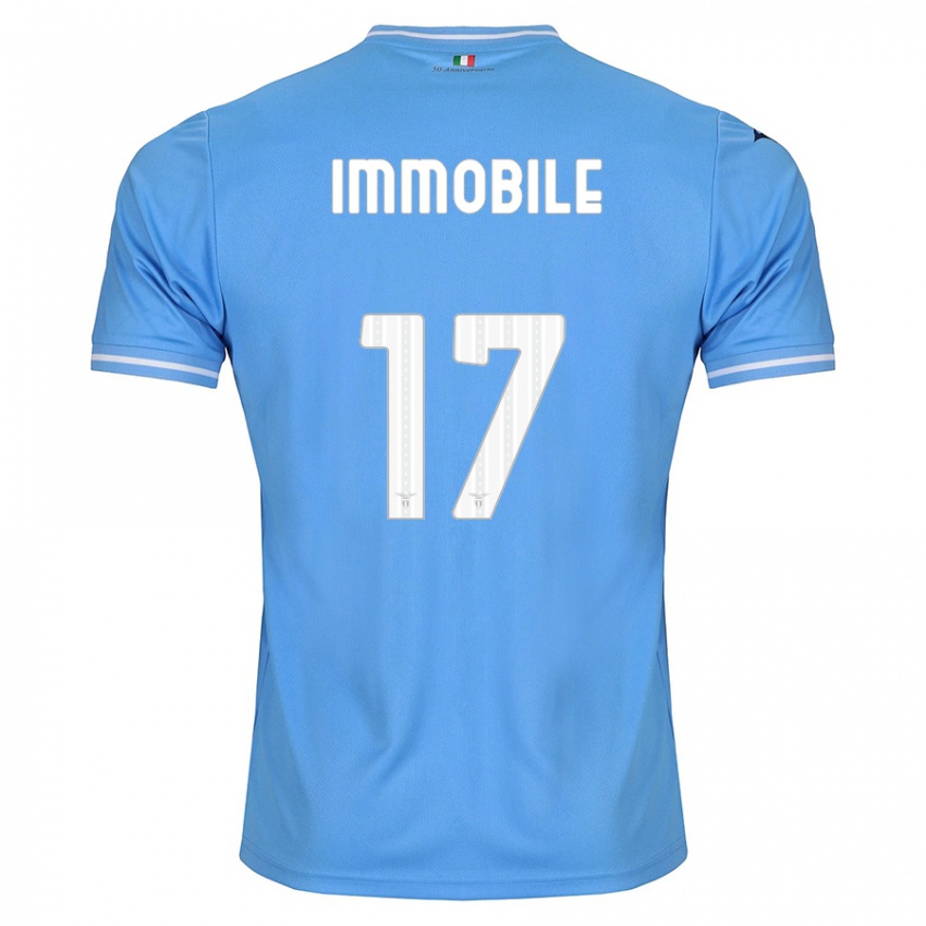 Uomo Maglia Ciro Immobile #17 Blu Kit Gara Home 2023/24 Maglietta