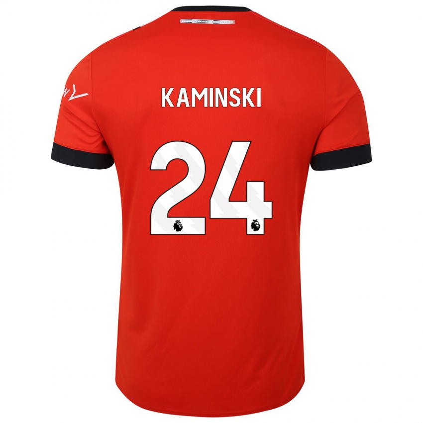 Uomo Maglia Thomas Kaminski #24 Rosso Kit Gara Home 2023/24 Maglietta