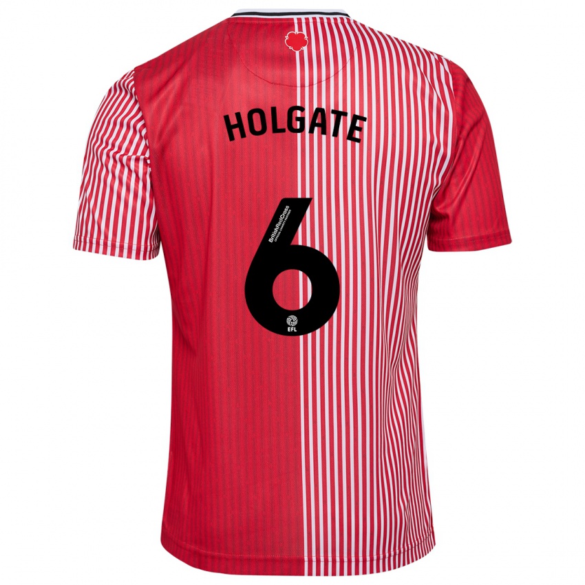 Uomo Maglia Mason Holgate #6 Rosso Kit Gara Home 2023/24 Maglietta