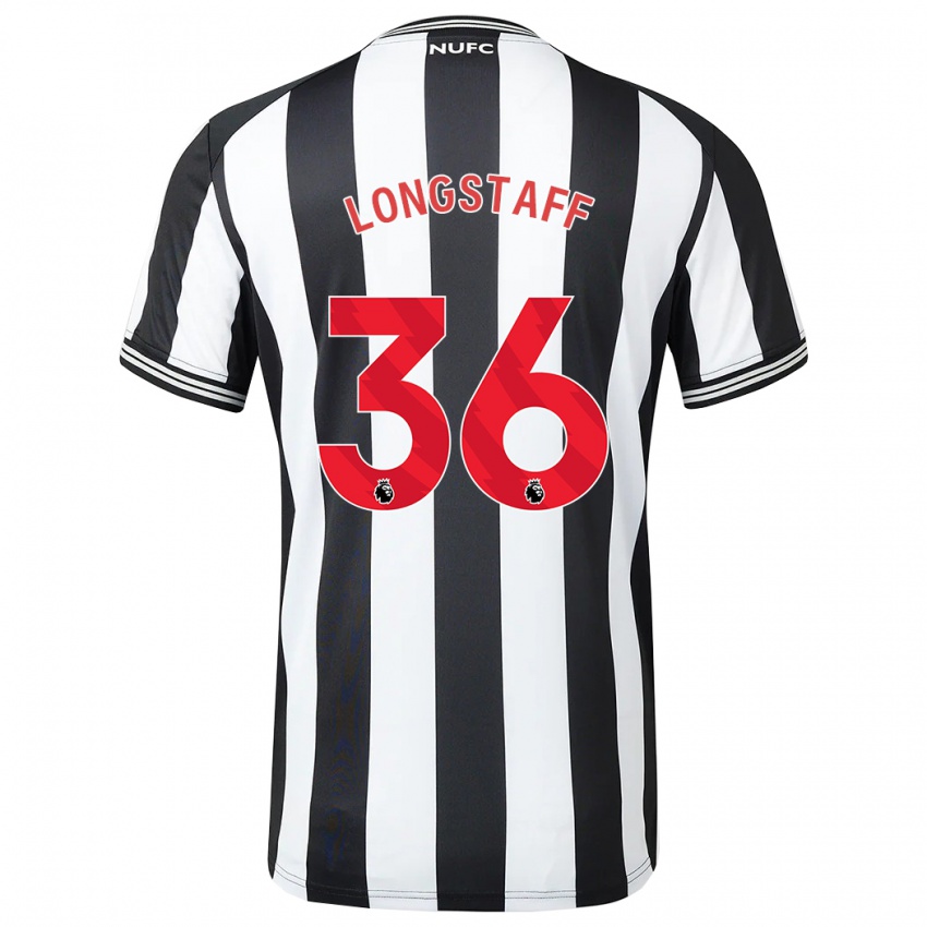 Uomo Maglia Sean Longstaff #36 Nero Bianco Kit Gara Home 2023/24 Maglietta